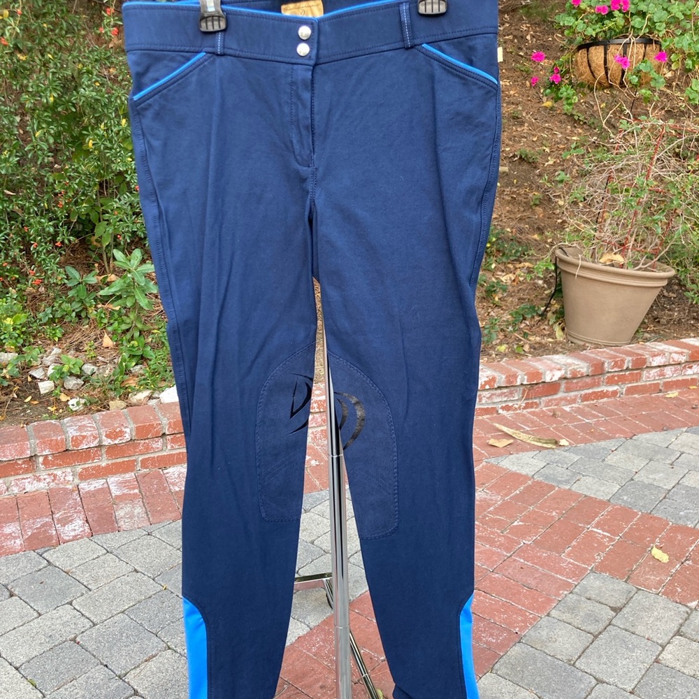 Devon Aire Riding Breeches - Navy with Blue trim - size: 34